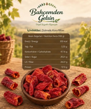 İpe dizilmiş kuru dolmalık biberler besin değerleri