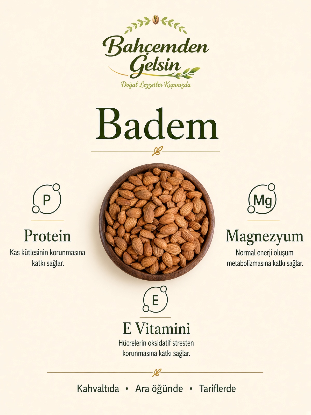 Bütün badem içi bilgi kartı