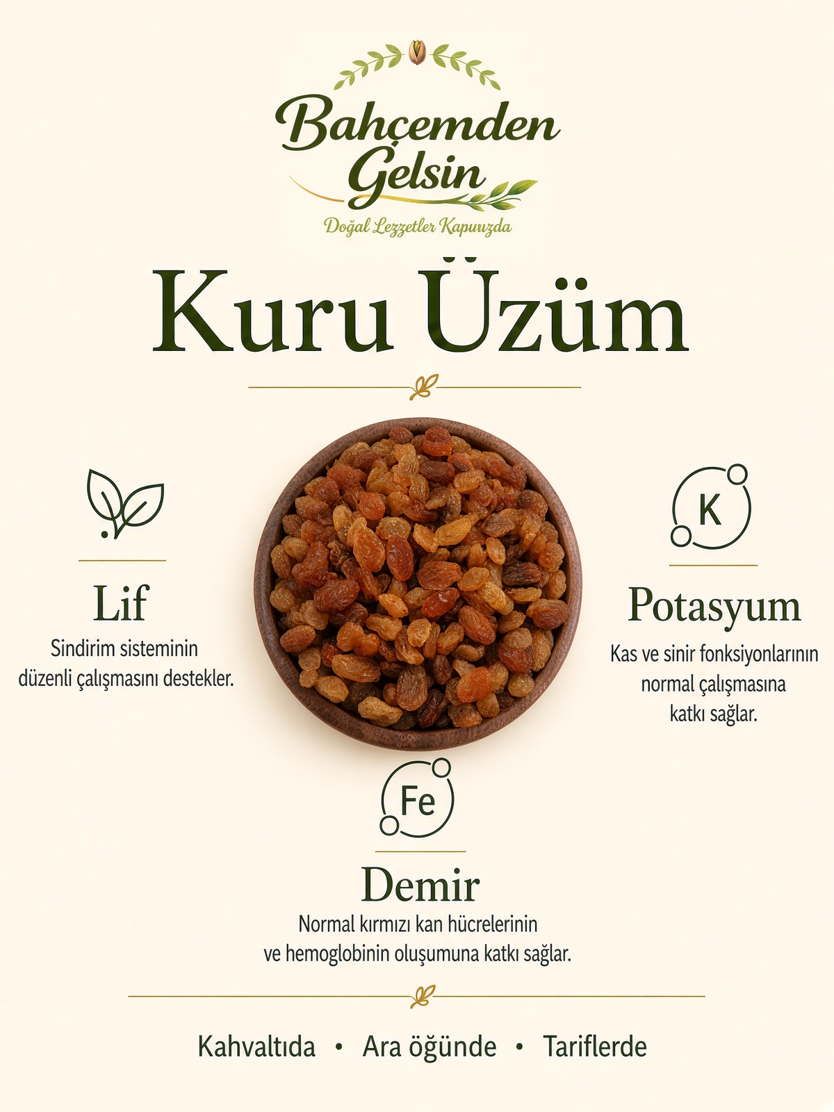 Sarı kuru üzüm bilgi kartı
