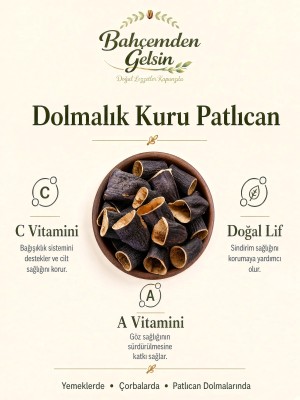İpe dizilmiş kuru dolmalık patlıcanlar bilgi kartı